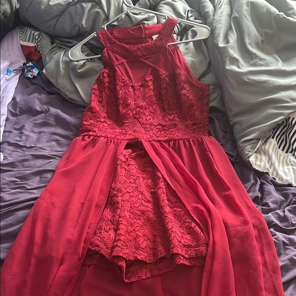 Elegant Red Lace Kids Dress